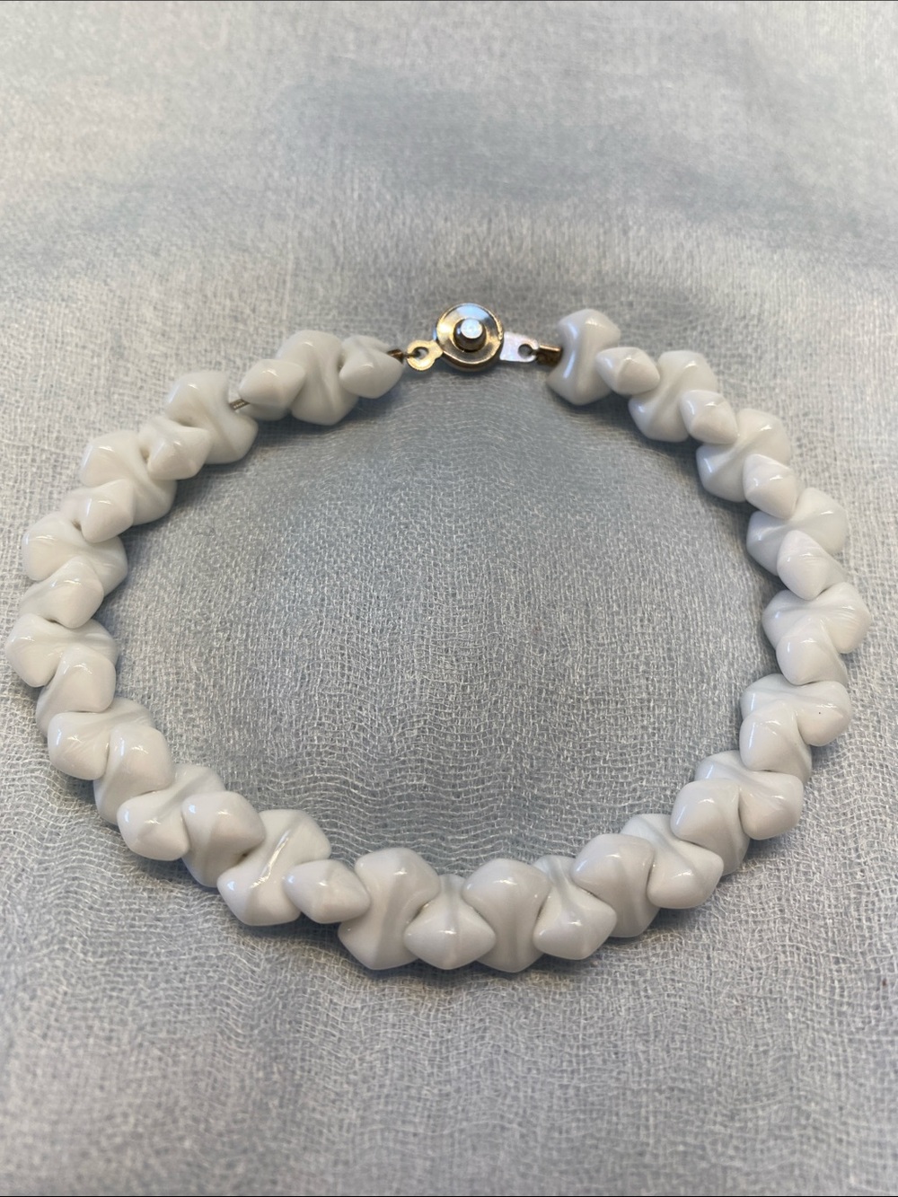 Cute beaded bracelet! Unique white beads with silver clasp.
